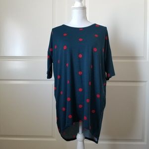 Lularoe Womens Irma Top Shirt Size XS Teal Red